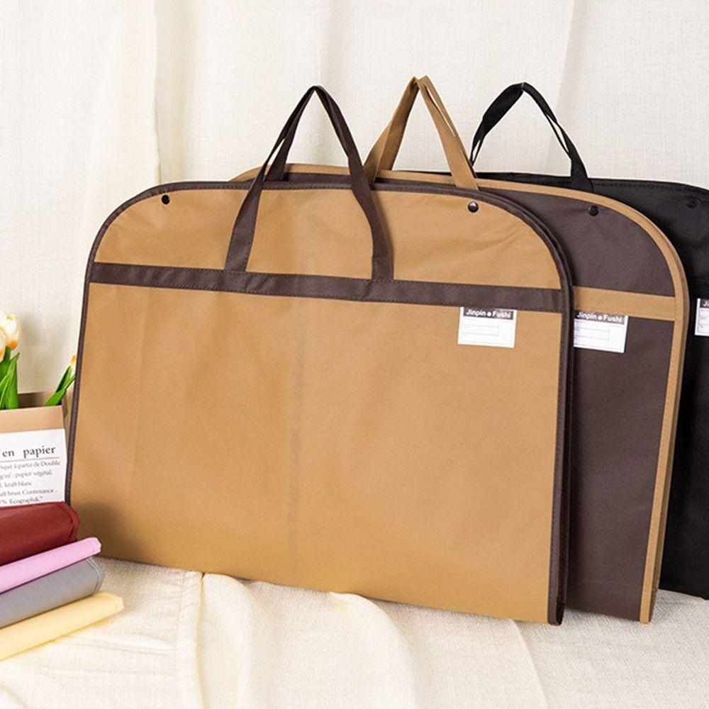 Foldable Garment Bag Portable Solid Color Suit Storage Bag Non-woven Clothing Storage Dustproof Cover Hanging Closet for Travel
