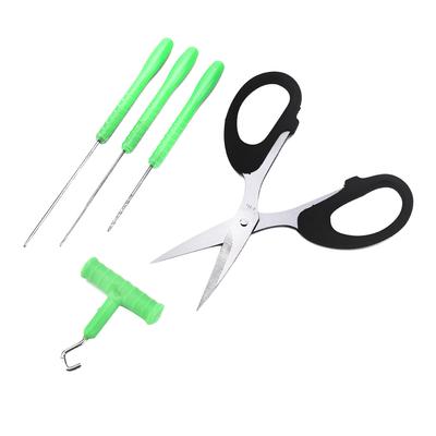 Fishing Baiting Rig Tool Set Bait Needle T Handle Knot Puller and Scissor Tackle Rigging Tool