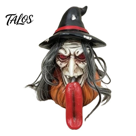 Spooky Tabletop Decorations Halloween Long Tongue Witch Pumpkin Ornament, Gothic Desktop Resin Farmhouse Decor Figurine, Collectible Decoration