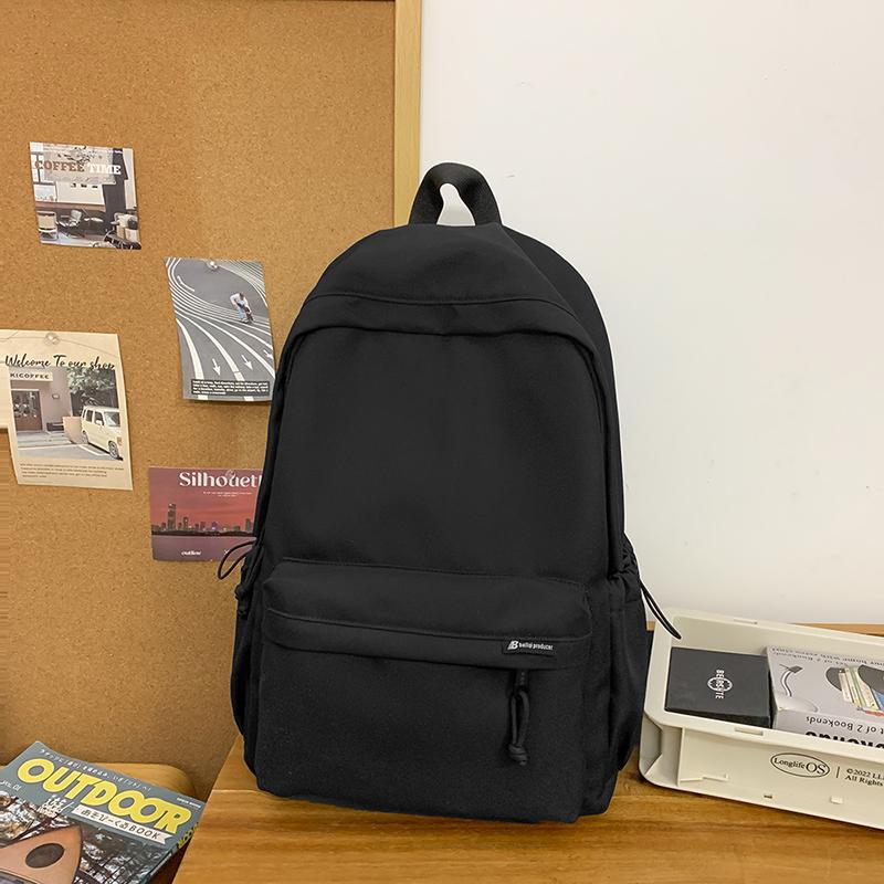 Men's Large Capacity Solid Color Backpack Women Travel Bag Junior High School Student Schoolbag