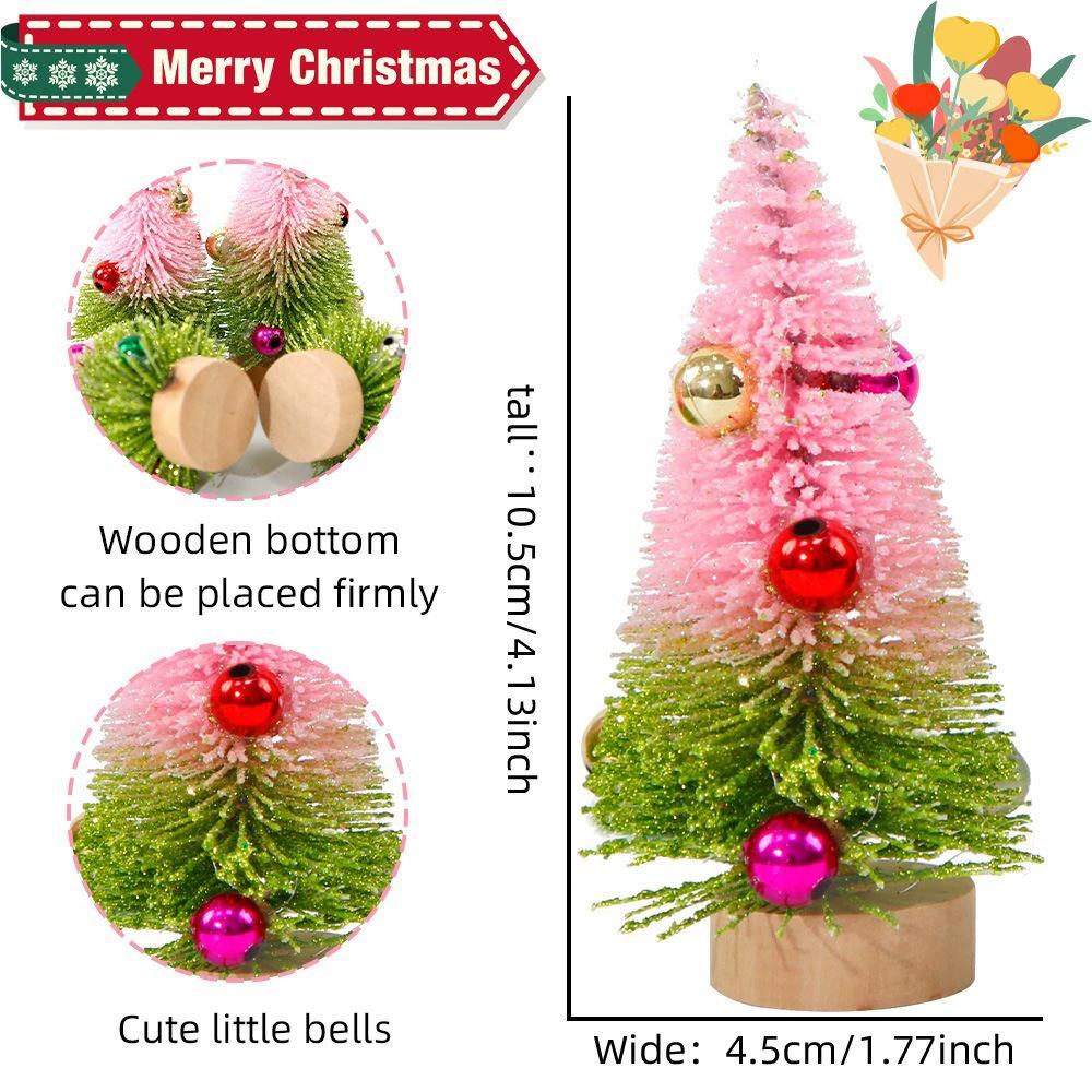 4pcs 10CM Mini Christmas Tree Gradient Colorful Christmas Small Cedar Lifelike Plastic Artificial Xmas Pine Tree Tabletop Orname