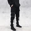Men's Slim Fit Chinese Style Work Pants with Zipper and Ribbon Detail