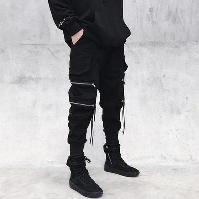 Heren Slim Fit Chinese Stijl Werkbroek met Rits en Lint Detail