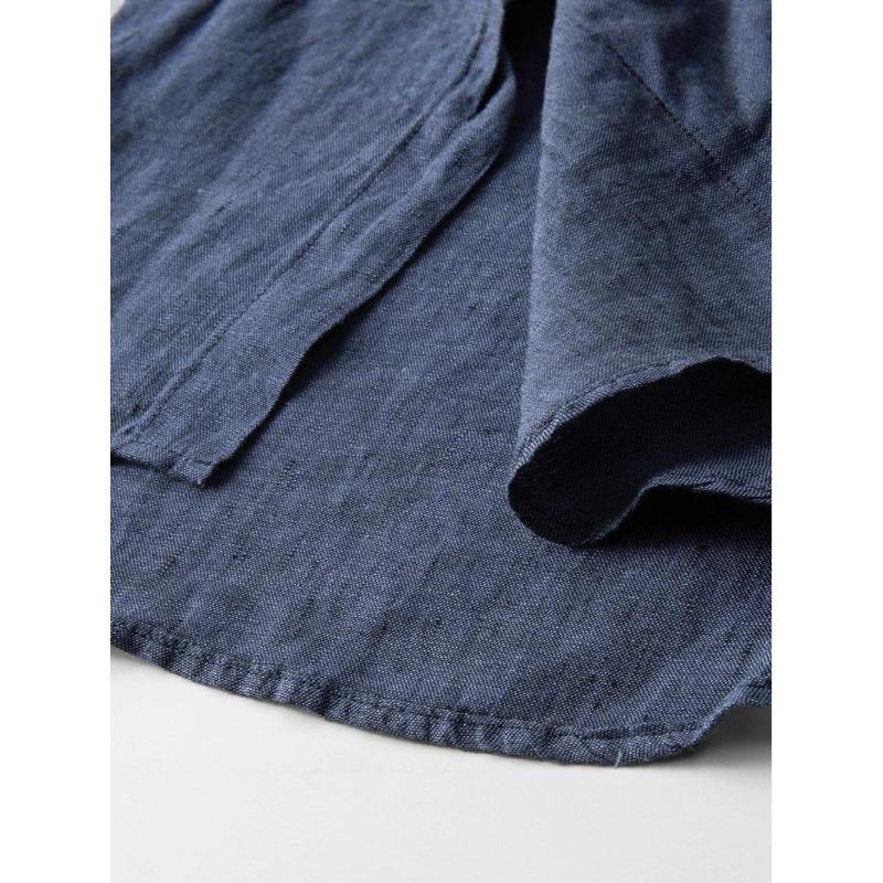 Men's Casual Long Sleeve Cotton Linen Shirt with Turn-Down Collar - Lightweight, Loose Fit for Spring & Autumn.