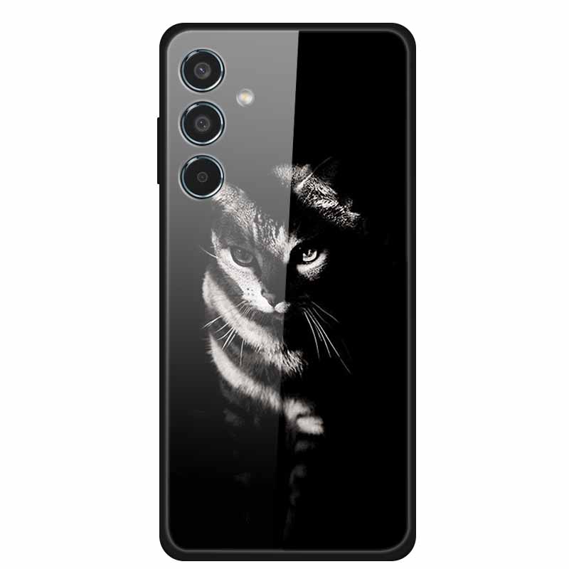 Glass Back Cover For Samsung Galaxy S24 FE Case S24FE Hard Tempered Glass Case For Samsung Galaxy M55 A16 Phone Case Soft Bumper