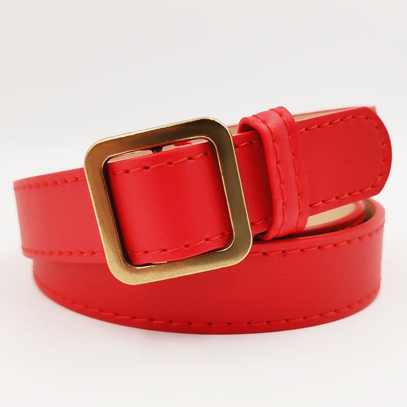 New Square Buckle Women's Imitation Leather Belt Simple and Fashionable Versatile PU Artificial Leather Belt