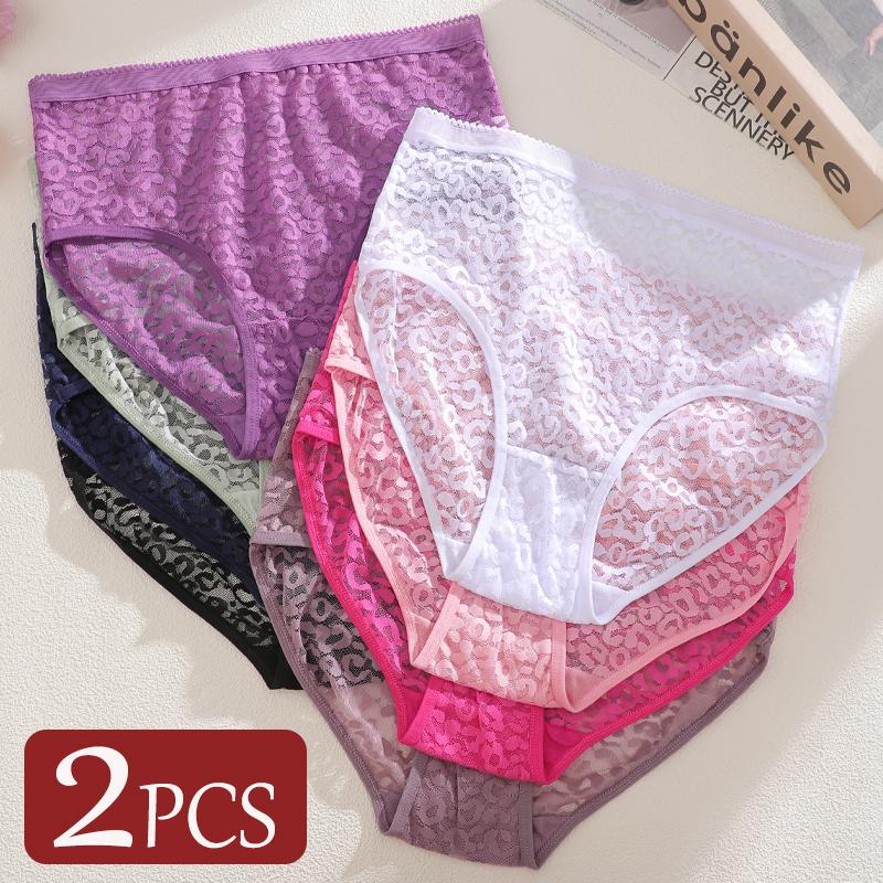 2 ks/Sada Sexy Krajkové Kalhotky s Vysokým Pasem s Potiskem Dámské Průhledné Prodyšné Spodní Prádlo Bezešvé Průsvitné Sexy Spodní Prádlo