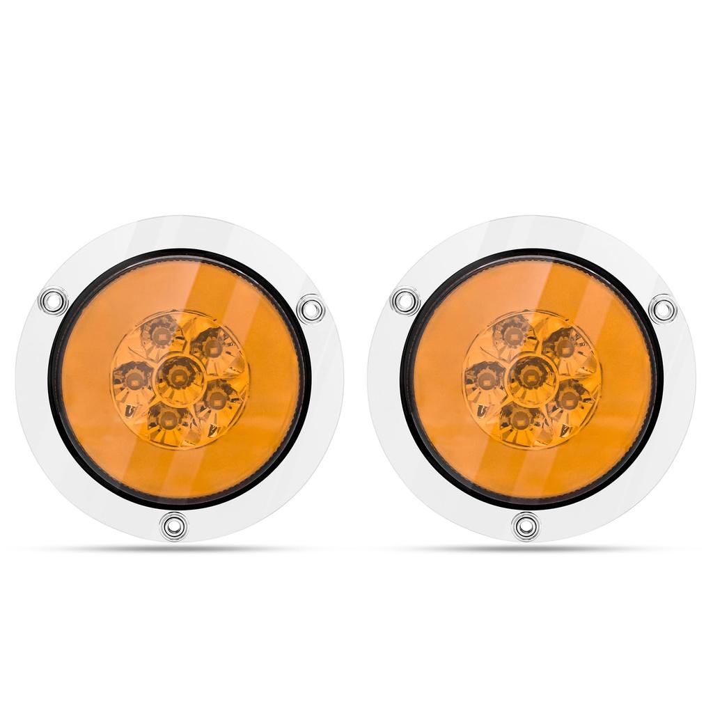 Aoling Truck Tail Round for Light Boat Truck Tail Lights with Turn Set Lights, LED, 12V/24V, Trailers, Trucks, Trailers, Signals, 2-Piece (Yellow)