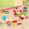 Montessori Wooden Pretend Play Kitchen Toys Dessert Puzzle Toys Simulation Barbecue Pretend Role Indoor Game For Toddlers Age 3+