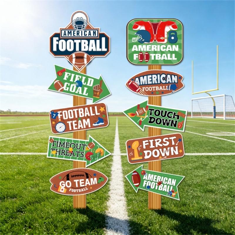 Sport Themed Directional Sign For Football Parties Durable Recyclable Paper Football Party Accessories Direction Boards