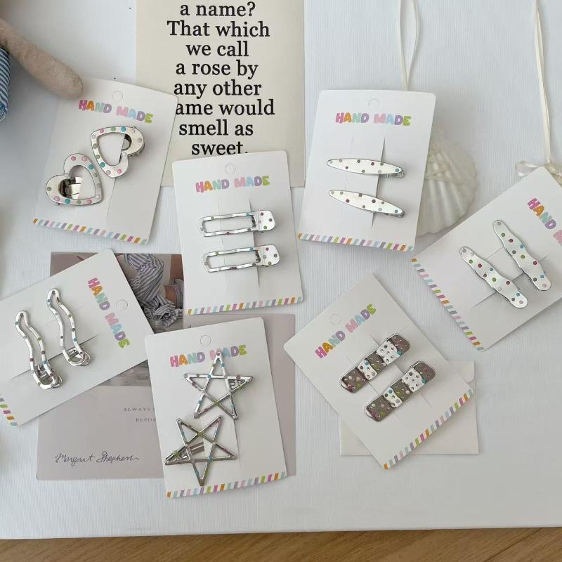 Farbiger Polka-Dot Metall-Haarspange Damen Stirn abgebrochene Haare Seitenclip Süßes Cooles Mädchen Entenschnabel-Clip Ins-Stil Haarspange Haarschmuck