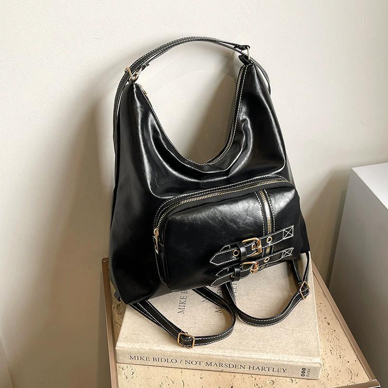 

3 In 1 Retro Preppy Crossbody Bag for Women, Premium Texture Large Capacity Shoulder Bag, Belt Embellished Daily Travel чёрный