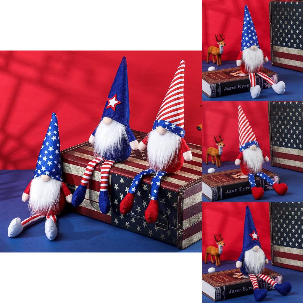 Creative Independence Day Gnome Doll Figurine With Patriotic Hat And Legs For Festive Decor