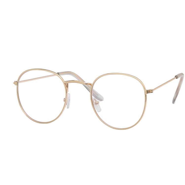 Round Glasses Frame Man Anti Blue Light Glasses Woman Fake Glasses Gold Optical Oval Eyeglasses Frame Transparent Lens
