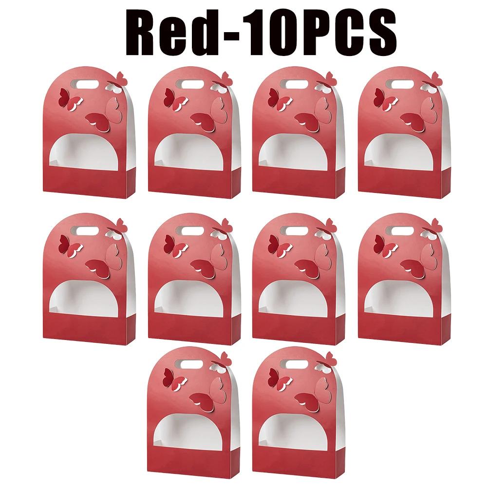 Portable Wedding Favour Boxes 3d Butterfly Carrier Bag Pink Floral Arrangement Gift Paper Package Flower Bouquet Bags