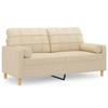VidaXL 2-seater Sofa with Decorative Pillows Cream 140 Cm Fabric, Sofa, Loveseat, Living Room Sofa, Sofas, Sofa 3200784