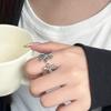 Elegant Geometric Retro Flower Open Ring - Adjustable Fashion Statement for Women