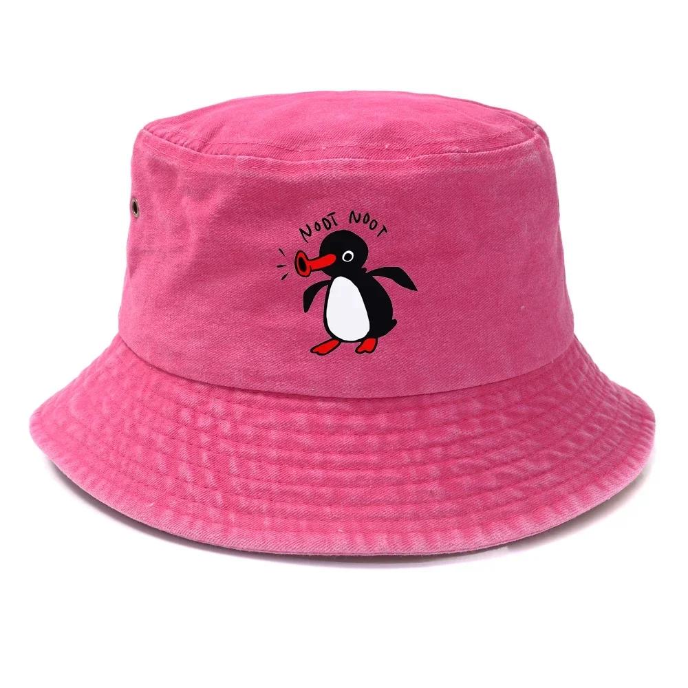 Sommer Pinguin Eimerhut Wende-Bob Herren Damen Baumwolle Reise Strand Fischerhut Outdoor Sport Hochzieh-Bob Panama Sonnenhut