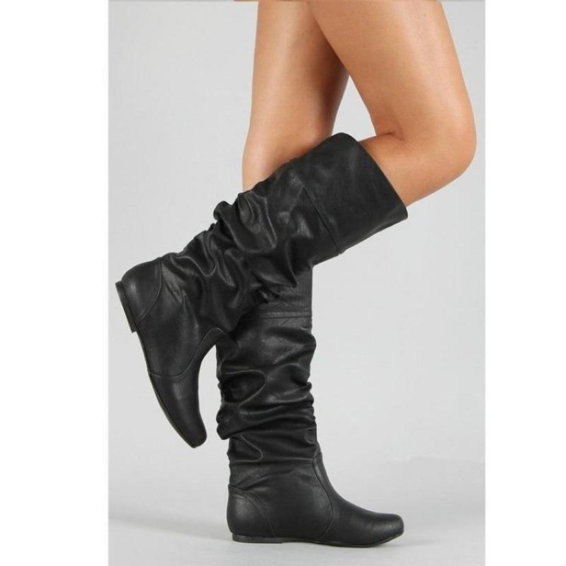 British Style Women's Boots Knee High Street StyleConcise Chelsea Boots2CM Square Heel New Fashion Neutral Party Club Women Shoe