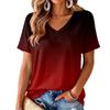 Women's V-Neck Short Sleeve Gradient Print Lightweight Top for Everyday Wear