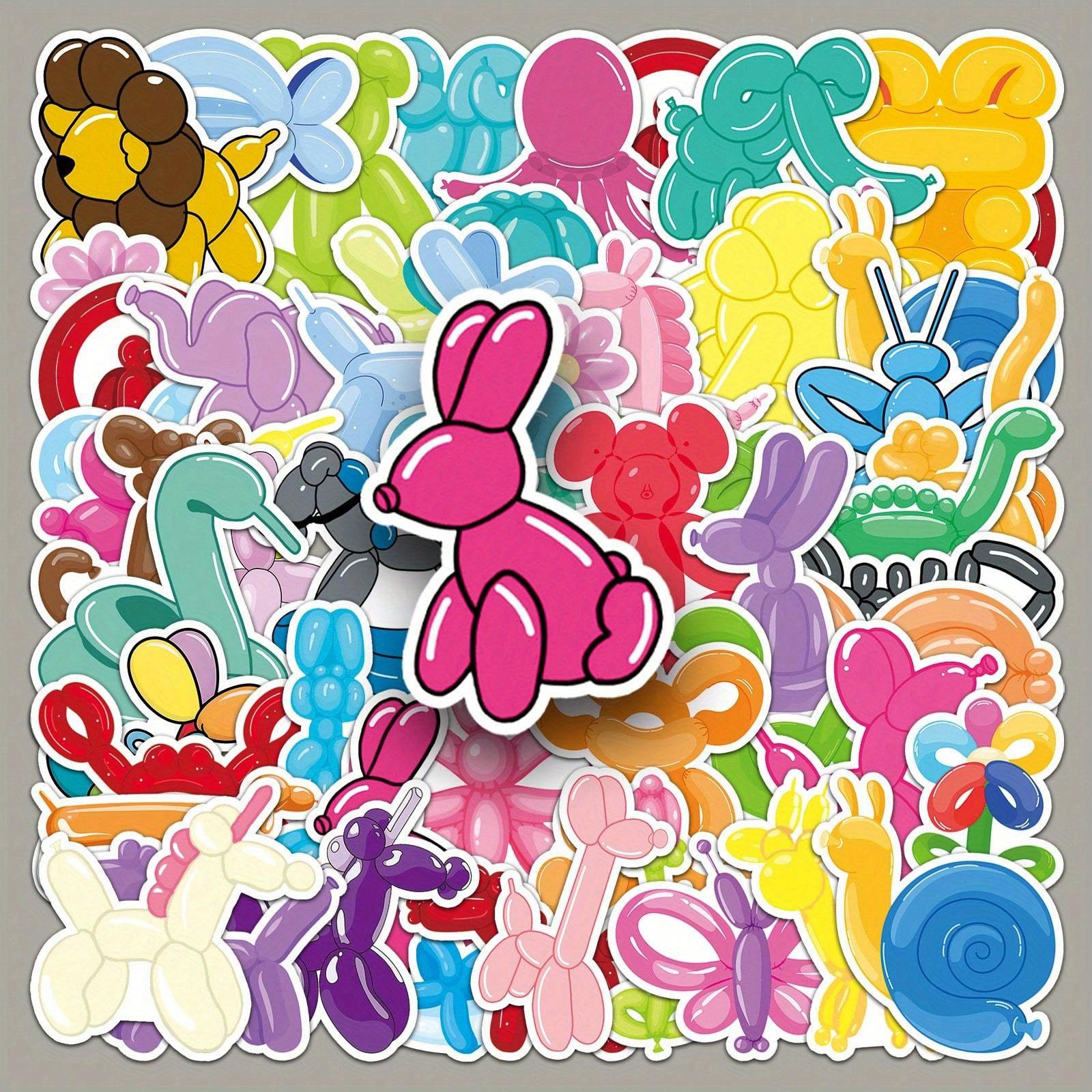 

50pcs Animal Balloon Cartoon Style Stickers, Cartoon Graffiti Decoration Stickers For Laptop Water Bottle Luggage Helmet one-size