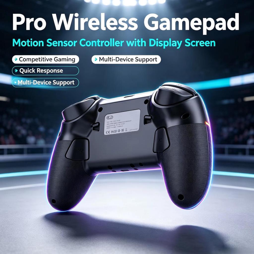 Multiplattform Wireless Bluetooth Game Controller mit Bildschirm & Gyroskop - Kompatibel mit Switch, PC, Android, iOS