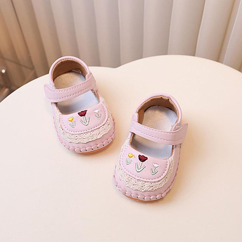Baby shoes for girls aged 0-1 years, cute princess-style soft-soled shoes for spring and autumn, suitable for 3-6-12 months.