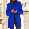 Women's Casual Solid Color Woolen Jacket with Collar and Pocket Long Sleeve Button Up Coat
