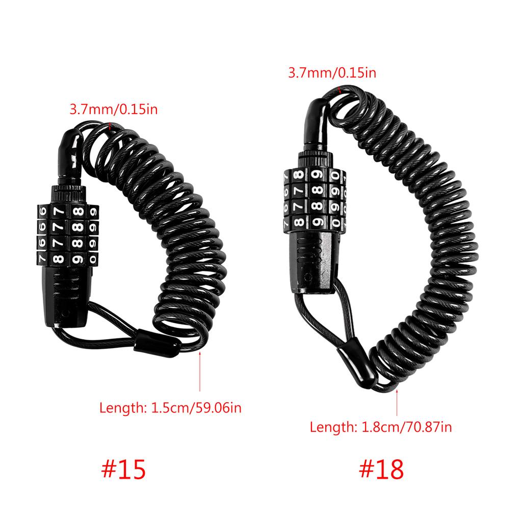 Portable Motorcycle Helmets Lock Bike 4-Digit Combination Cable Lock Travel Padlocks Mini Safety Anti-Theft Bike Lock