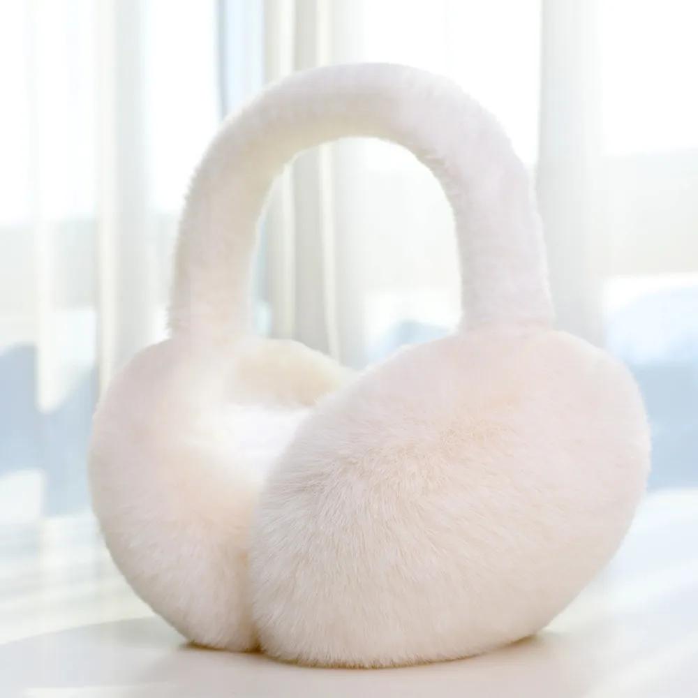Morbido peluche scaldino per le orecchie inverno caldo paraorecchie per donna uomo moda colore solido paraorecchie protezione dal freddo esterno paraorecchie copertura per l'orecchio