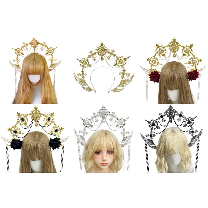 Angel Halos Crowns Marys Goddesses Headband Golden Tiaras Lolitas Crowns Wedding Cosplay Halloween Headdress Headpiece