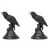 A58Z 2X Halloween Gothic Crow Bat Candlestick Desk Ornaments Resin Candle Holder Animal Statue Figurines