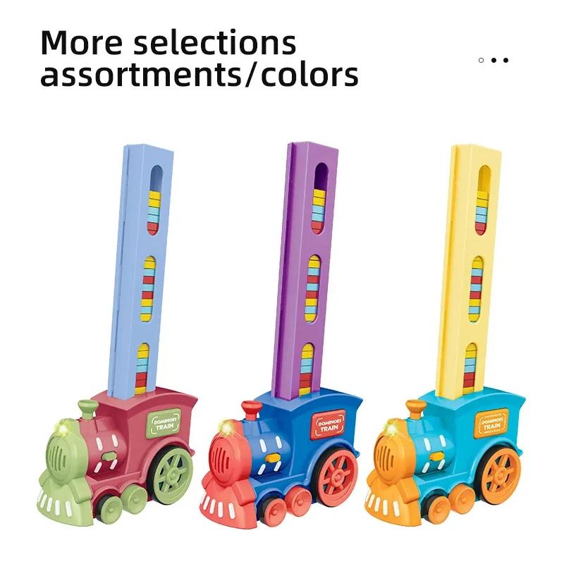 Children Electric Laying Domino Train Automatic Card Casting Brick Block Set Creative Parent-Child Interactive Education Diy Toy