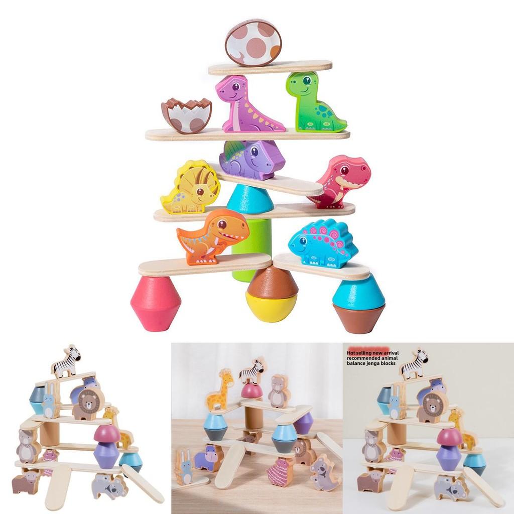 Wooden Animal Stacking Toy With Water Based Paint For Child Development And Parent Child Interaction