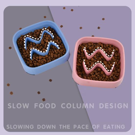 

Yousheng Миска для медленного кормления домашних животных с защитой от удушья, глубокая тарелка для корма для домашних животных, квадратная миска для медленного кормления домашних животных