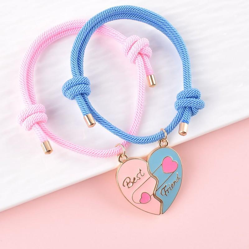 

Cross-border Hot Sales Hit Pink Blue Heart-shaped Girlfriends Sisters Friendship Ladies Hand Rope