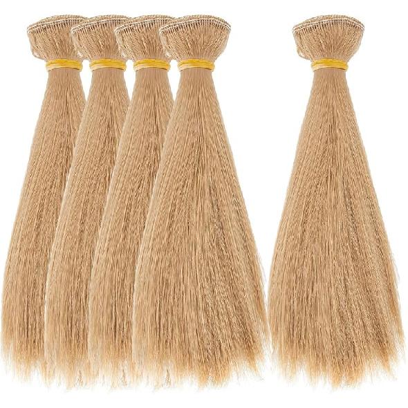 DICOSMETIC 5 Adet Bebek Peruğu Bebek Saçı 15.5cm Düz Kısa Bebek Saçı Yüksek Sıcaklık Fiber Bebek Saçı Atkıları Bebek Yapım Kitleri Bebek Saç Uzantıları Buğday