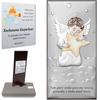 Silver Picture Little Angel with a Star Colorful for Baptism Communion Birthday with Engraving 6780-C 5 X 10 Cm