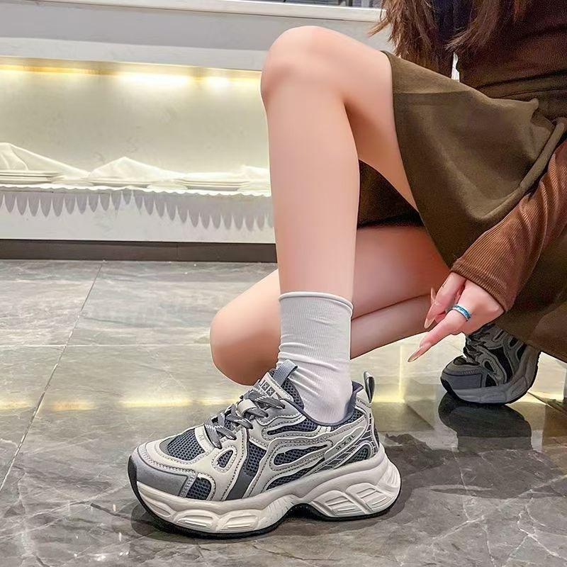 22 spring and summer new super soft platform sole heightened mesh breathable ins trendy shoes daddy shoes hongjie 35