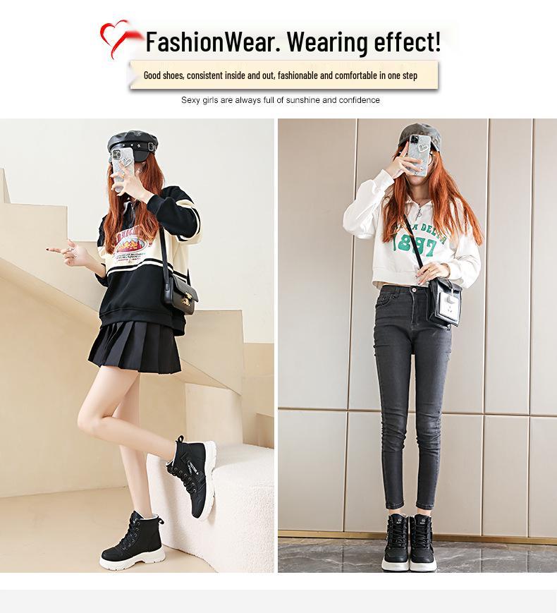 Women's 2024 High-Top Non-Slip Thick-Soled Snow Boots: Autumn/Winter Casual Outdoor Motorcycle Shoes