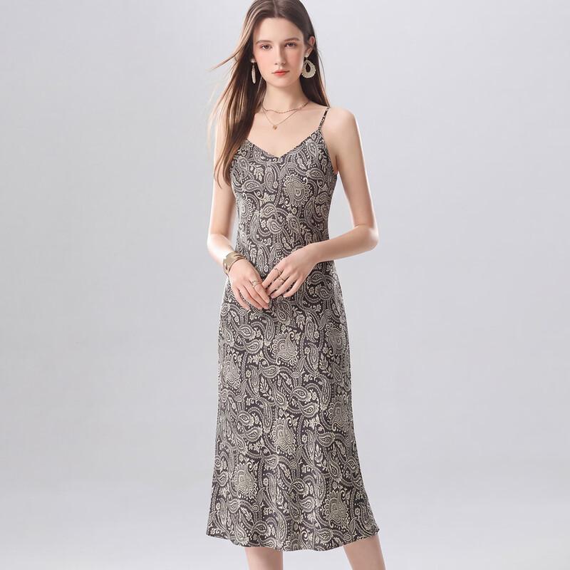 Snowforte Women s 100% Silk Paisley Print Slip Dress M