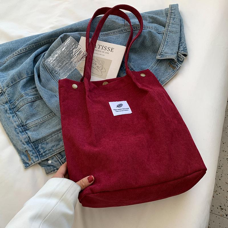 

Осенне-зимняя вельветовая сумка, новая корейская версия, японская сумка-тоут на одно плечо в стиле Харадзюку, женская школьная сумка для покупок