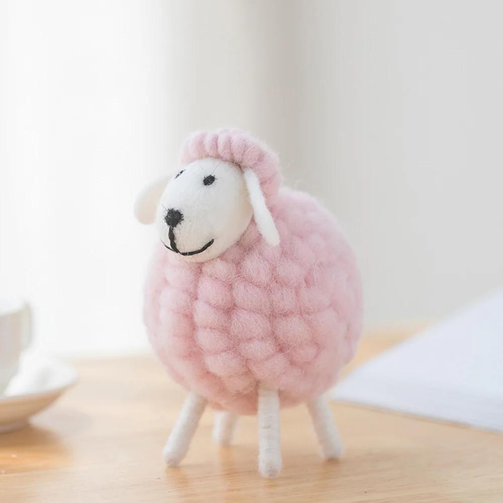 Miniature Felt Sheep Figurines Party Supplies Small Cute Ornament Wool Holiday Christmas Statue Home Decoration