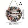 Home Decoration Wooden Spring Doorplate with Welcoming Circular Logo Creative Home Wooden Sign Pendant Decoration