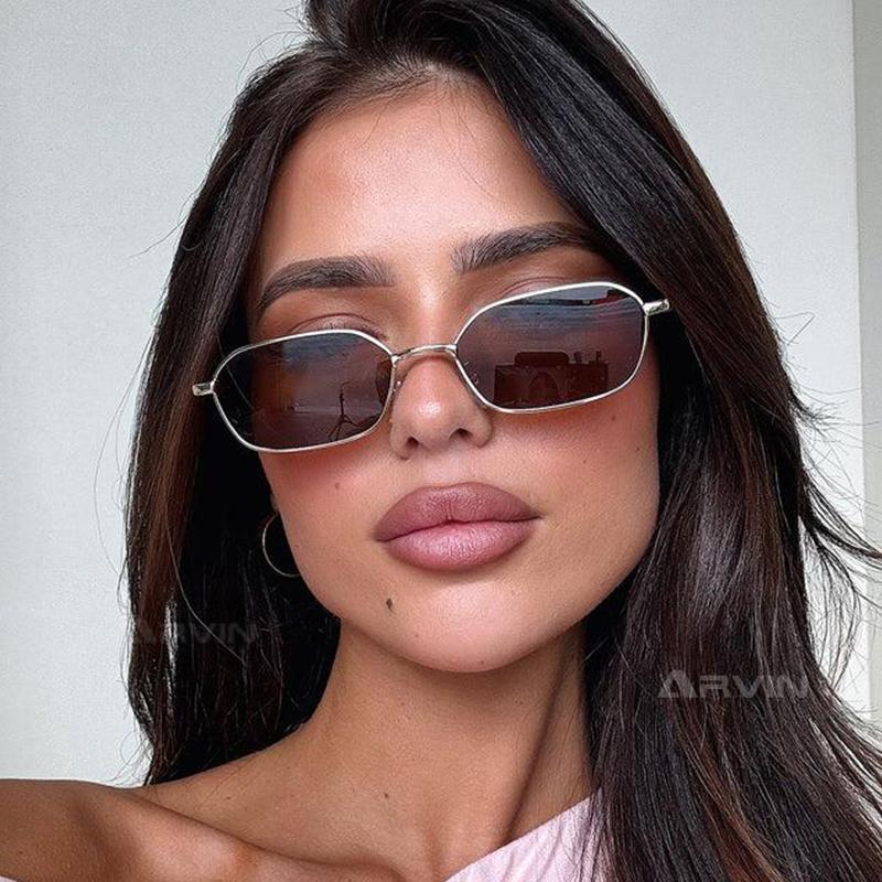 Trendy Small Square Sunglasses Woman Brand Designer Fashion Luxury Sunglasses  Women's Vintage Steampunk Metal Frame Eyewear