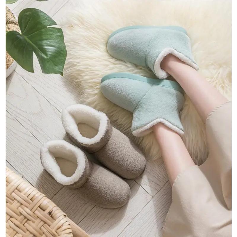 2025 Winter Warm Shoes Woman Men Indoor Slippers Soft Plus Couples Home Floor Snow Boots Anti-slip Female House Footwear