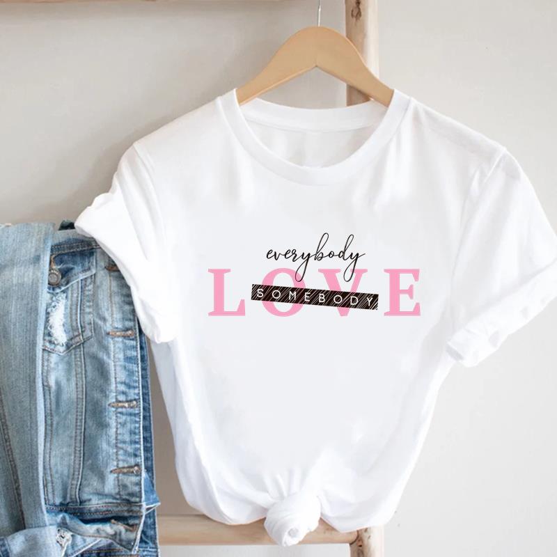 (Asian Size) love trend style  Lady Female Top Printed Women Tee Clothing Casual T Shirt Fashion Graphic Short Sleeve T-shirts