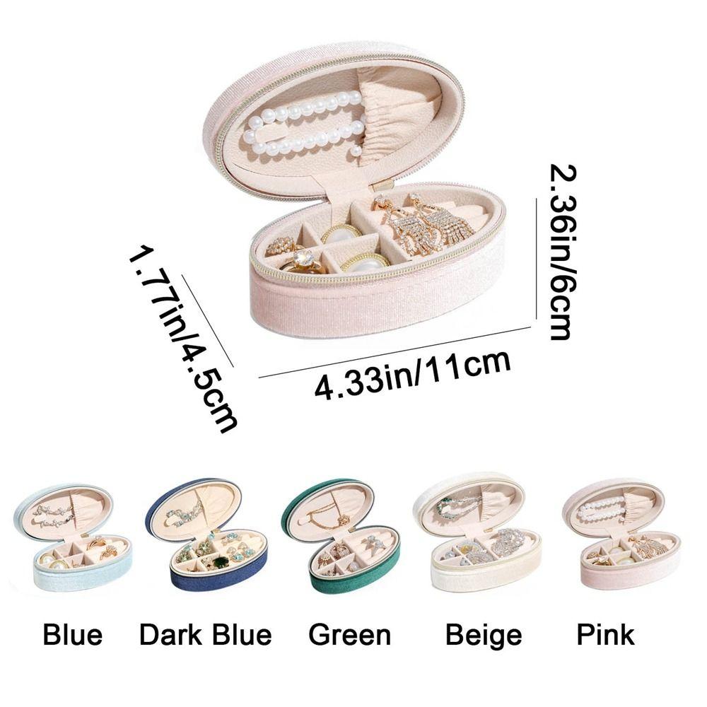 Mini Oval Jewelry Box Zipper Jewelry Organizer Portable Jewelry Packaging Box  Earrings