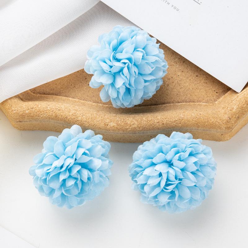 

10 шт. Имитация шелка Мелалеука Искусственный цветок DIY Шар Хризантема, Свадебное украшение, Аксессуары для рюкзака-соломенной шляпы 10PCS синий