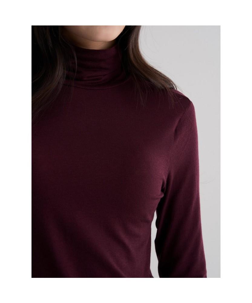 8SECONDS Wool Tencel Turtleneck T-Shirt Wine